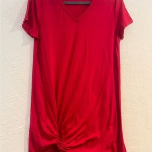SHEIN Red Tie Front Short Sleeve T-Shirt Dress